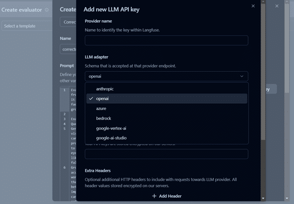 LLM API key to set up evaluator