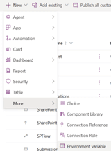 Adding environment variable to a solution in the Power Apps