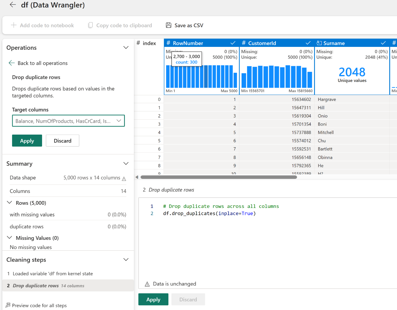 Data Wrangler - Microsoft Fabric