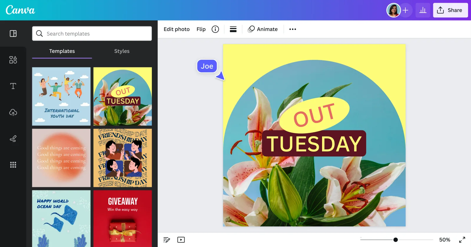 Canva - an AI content generator